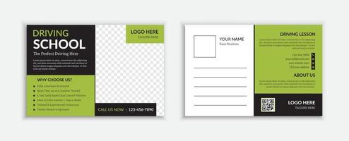 School driving and real estate postcard design template vector