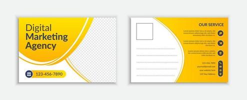 Yellow color unique postcard template design vector