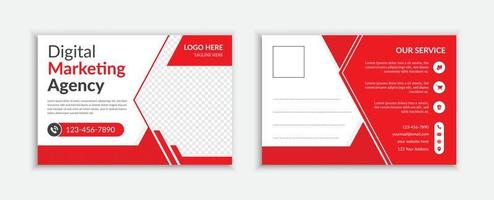 tarjeta postal de agencia de marketing digital roja o plantilla de diseño de tarjeta postal eddm vector