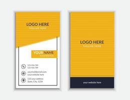 Modern yellow and black vertical business card design template vector