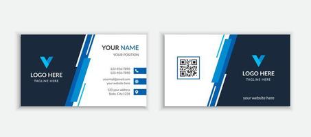 Corporate blue double-sides landscape orientation business card design template vector