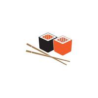 sushi y rollos con barra de palillos o plantilla de logotipo de vector de restaurante.