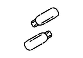 flash drive illustration in dotted line style vector