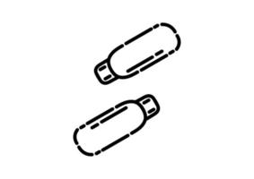 flash drive illustration in dotted line style vector