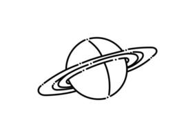 Saturn planet illustration in dotted line style vector