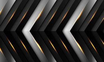 Abstract silver black metallic arrow direction gold light pattern design modern futuristic background vector