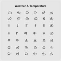 set of weather thin icons vector