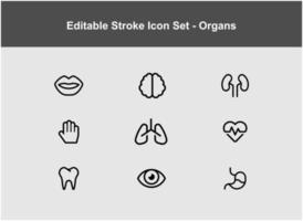 set of thin organ icons vector