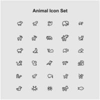 set of thin animal icons vector