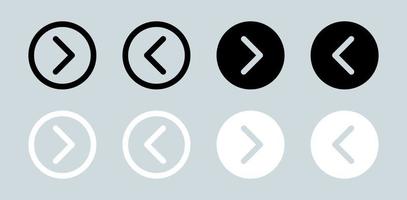 Arrows icon in circle with black and white colours. Arrow icon set for forward click buttons. vector