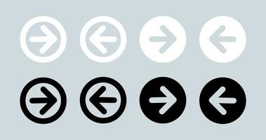 Arrows icon in circle with black and white colours. Arrow icon set for forward click buttons. vector