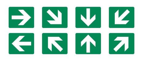 Set of emergency exit signs. Green exit emergency sign vector