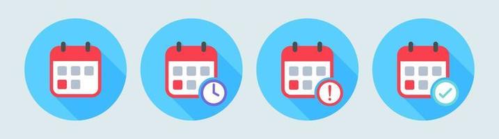 Calendar icon set vector illustration. Colorful with shadow icon in flat design style.