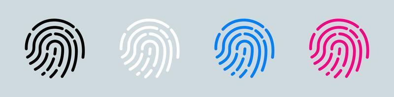 Touch id icon finger vector isolated on background. Set black and white fingerprint scanning icon sign.