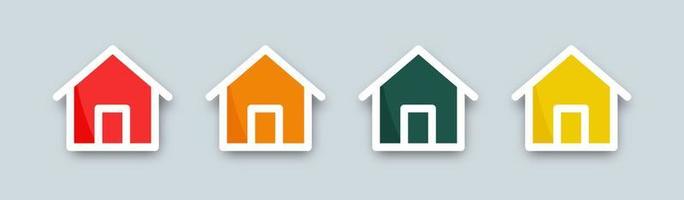 Set of home icons with shadow isolated vector. Main page symbol in flat style. vector