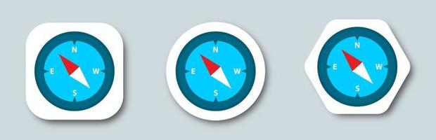 Set of vector compass icons. Discovery compass or navigational compass icon for apps and website.