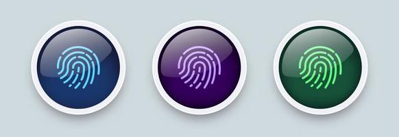 Set fingerprint button icon sign. Fingerprint detailed icons set with glow effect. Vector illustration.