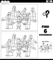 differences game with comic men coloring book page vector