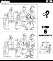 differences game with comic businessmen coloring book page vector