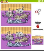 differences educational game with cartoon sleeping cats vector