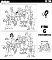 differences game with cartoon businessmen coloring book page vector