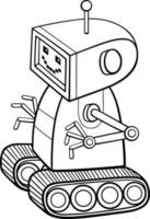cartoon funny robot character coloring book page