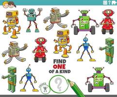 one of a kind task with cartoon robot characters vector