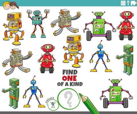 one of a kind task with cartoon robot characters