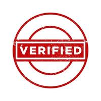 Verified red grunge stamp. Verified stamp or label vector illustration