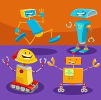 cartoon robots and droids fantasy characters group vector