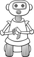 cartoon funny robot fantasy character coloring book page vector