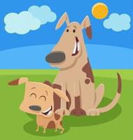 cartoon dog animal character with happy little puppy vector