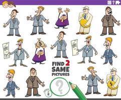 find two same cartoon men or businessmen educational task vector