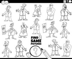 find two same cartoon bisinessmen characters coloring book page vector