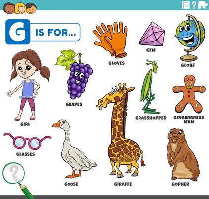 letter g words educational set with cartoon characters 7048252 Vector Art at Vecteezy letter g words educational set with cartoon characters 7048252 Vector Art at Vecteezy