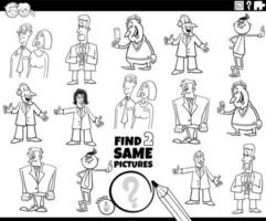 find two same cartoon characters task coloring book page