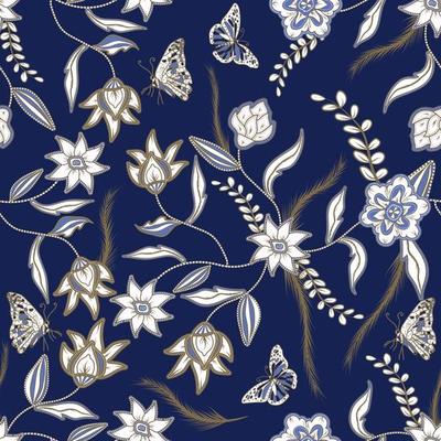 seamless pattern floral style batik, modern pattern for textile.
