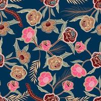 seamless pattern floral batik traditional style, colorful pattern textile. vector