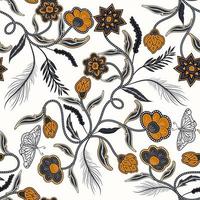 seamless pattern floral style traditional batik, design cloth motif. vector