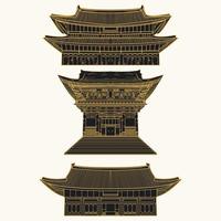 arte lineal de la construcción del templo en asia vector