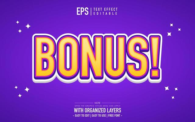bonus text effect on purple background