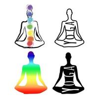 Set yoga sumbol sitting man in lotus position vector