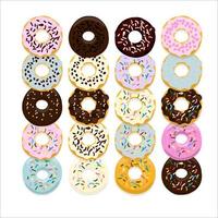 Donut illustration set  with colorful glaze and sprinkles vector