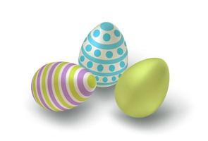 Vector striped colorful eggs in realistic style for Easter.