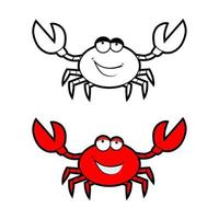 Crab character smiling with big claws on white. vector