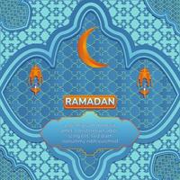 card ramadan with lantern and moon vector