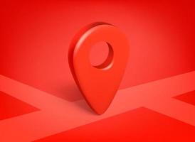 Red pin on a road. 3d vector illustration