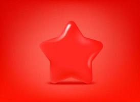 Red rating star on red backgrond. 3d vector illustration