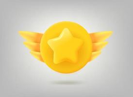 Gold rating star 3d vector badge