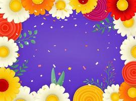 Vector frame with color flowers. Copy space for a text